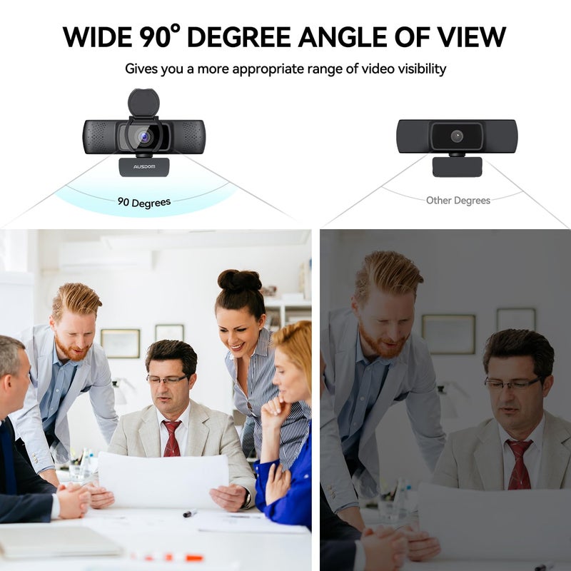 AUSDOM AF640 1080P Webcam with Microphone, 90Â°FOV USB PC Camera Webcam with Privacy Cover, Plug and Play Computer Camera for Online Calling/Conferencing, Zoom/Skype/YouTube, Laptop/PC - Image 5